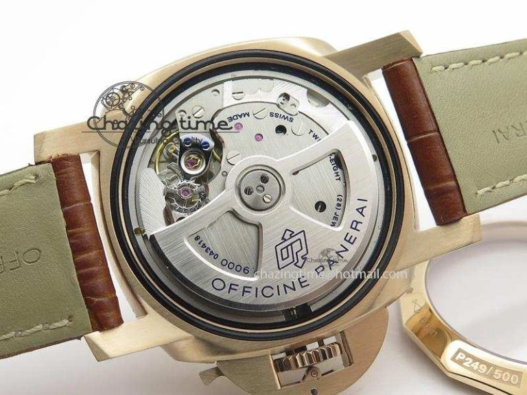 PAM393 P Ladies RG ZF 1:1 Best Edition On Brown Leather Strap P9000