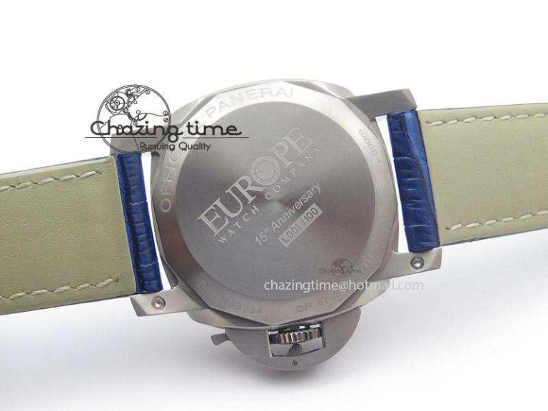 PAM437 L Titanium ZF Best Edition Blue Dial On Blue Leather Strap P9001