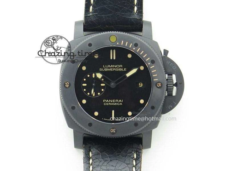 PAM508 P V6F 1:1 Best Edition Ceramic On Black Leather Strap ST2555