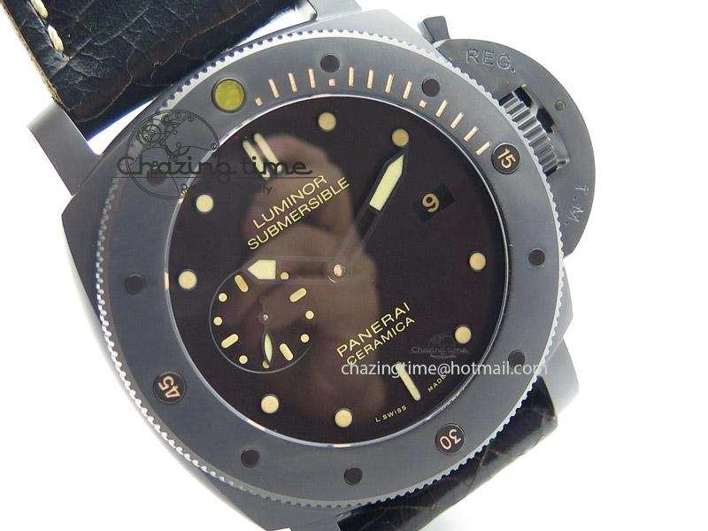 PAM508 P V6F 1:1 Best Edition Ceramic On Black Leather Strap ST2555