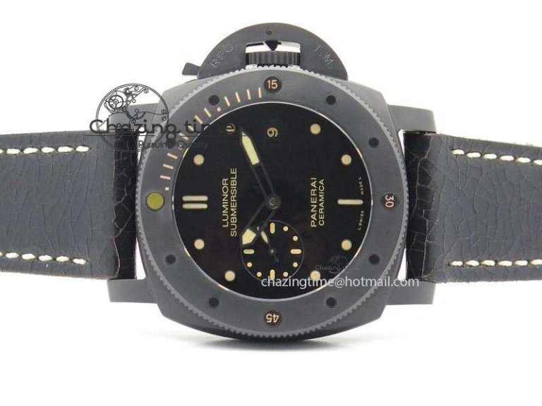 PAM508 P V6F 1:1 Best Edition Ceramic On Black Leather Strap ST2555