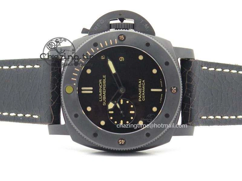 PAM508 P V6F 1:1 Best Edition Ceramic On Black Leather Strap ST2555