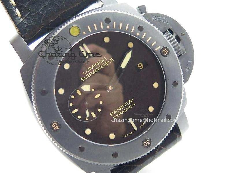 PAM508 P V6F 1:1 Best Edition Real Ceramic on Black Distressed Calfskin Strap P9000