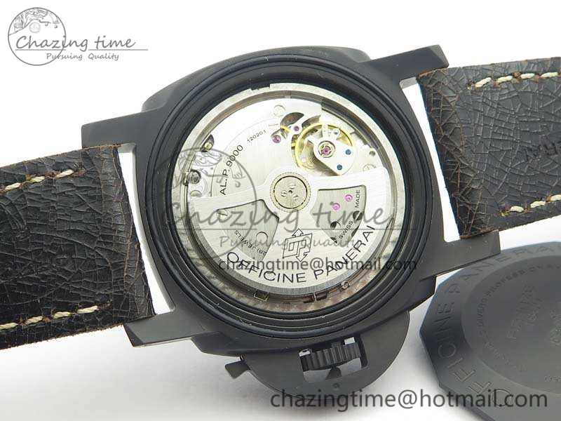 PAM508 P VSF 1:1 Best Edition Real Ceramic On Black Distressed Calfskin Strap P.9000 Super Clone