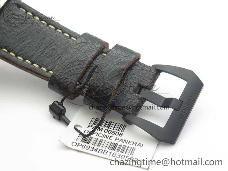 PAM508 P VSF 1:1 Best Edition Real Ceramic On Black Distressed Calfskin Strap P.9000 Super Clone