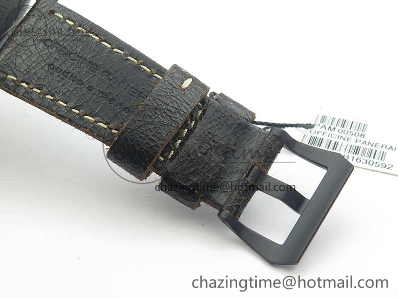 PAM508 P VSF 1:1 Best Edition Real Ceramic On Black Distressed Calfskin Strap P.9000 Super Clone
