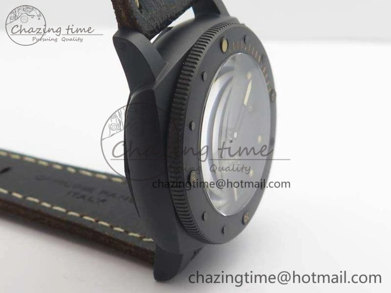PAM508 P VSF 1:1 Best Edition Real Ceramic On Black Distressed Calfskin Strap P.9000 Super Clone