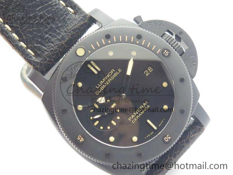 PAM508 P VSF 1:1 Best Edition Real Ceramic On Black Distressed Calfskin Strap P.9000 Super Clone