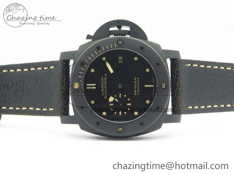 PAM508 P VSF 1:1 Best Edition Real Ceramic On Black Distressed Calfskin Strap P.9000 Super Clone
