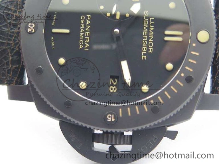 PAM508 P VSF 1:1 Best Edition Real Ceramic On Black Distressed Calfskin Strap P.9000 Super Clone