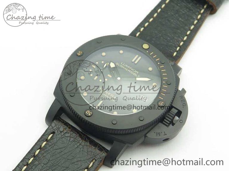 PAM508 P VSF 1:1 Best Edition Real Ceramic On Black Distressed Calfskin Strap P.9000 Super Clone
