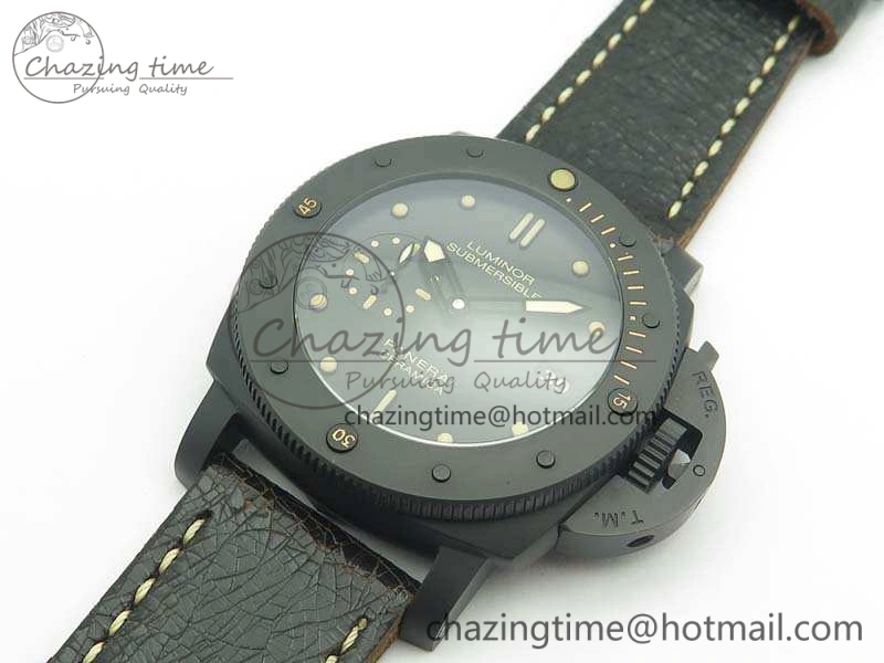 PAM508 P VSF 1:1 Best Edition Real Ceramic On Black Distressed Calfskin Strap P.9000 Super Clone