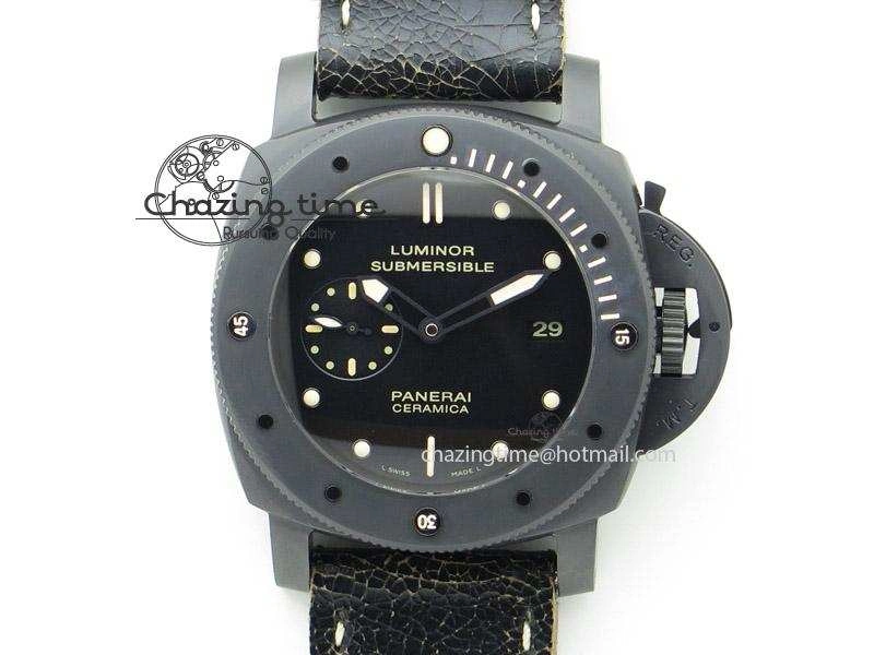 PAM508 P ZF Best Edition Real Ceramic On Black Calfskin Strap P9000