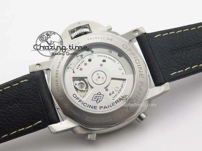 PAM524 Q V6F Fake Flyback Black Dial On Black Leather Strap P.9100
