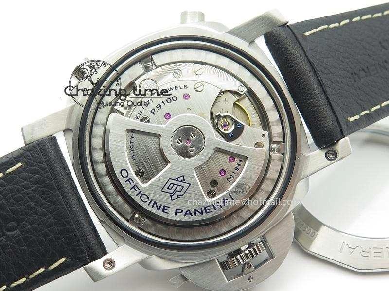 PAM524 Q V6F Fake Flyback Black Dial On Black Leather Strap P.9100