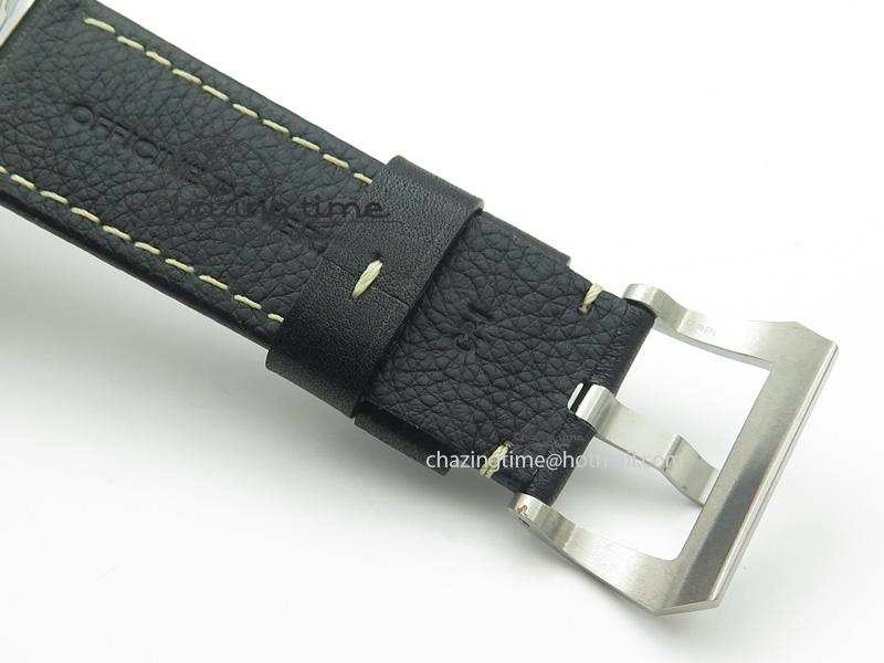 PAM524 Q V6F Fake Flyback Black Dial On Black Leather Strap P.9100