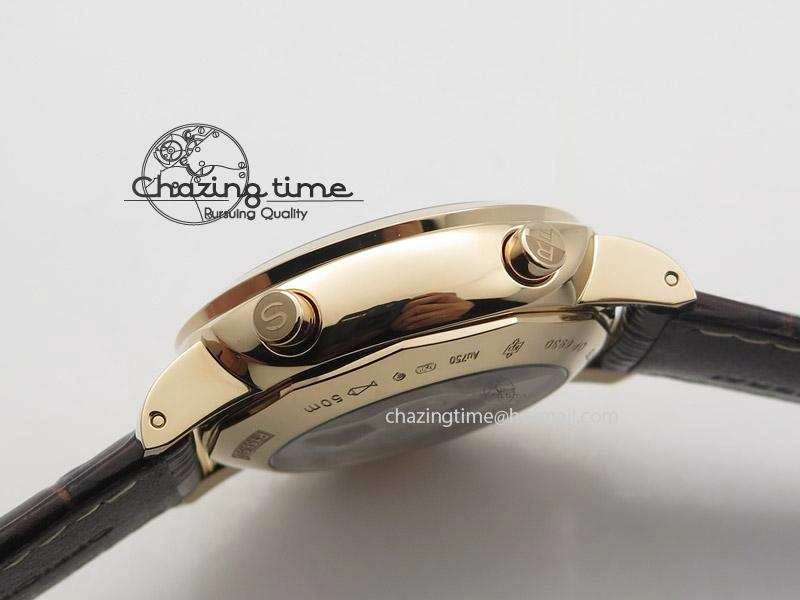 PAM525 Q V6F Fake Flyback Black Dial On Brown Leather Strap P.9100
