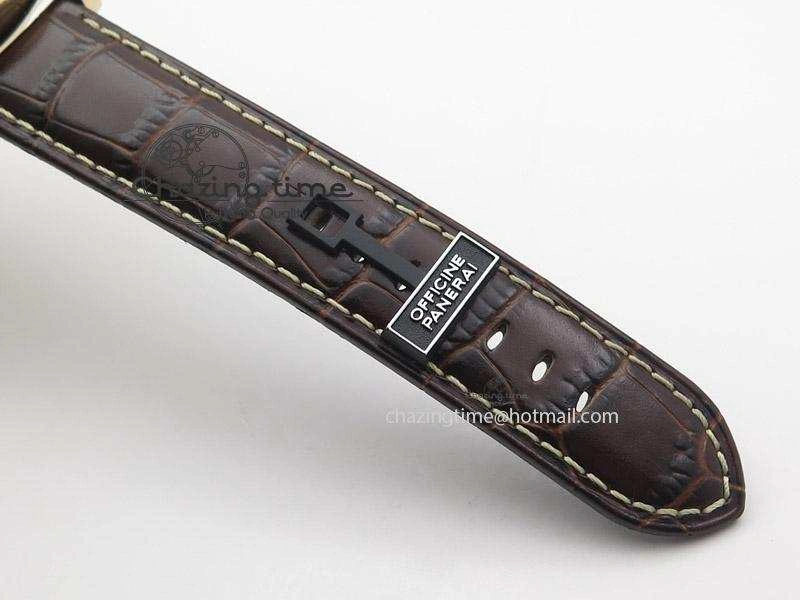 PAM525 Q V6F Fake Flyback Black Dial On Brown Leather Strap P.9100