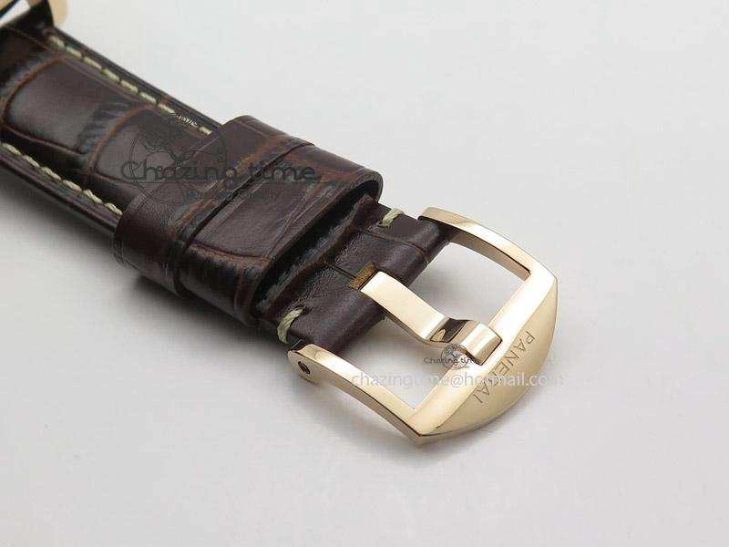 PAM525 Q V6F Fake Flyback Black Dial On Brown Leather Strap P.9100