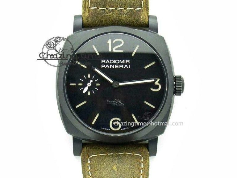 PAM532 P Radiomir 1940 3 DAYS V6F PANERISTI FOREVER Black Dial on Brown Asso Strap P3000