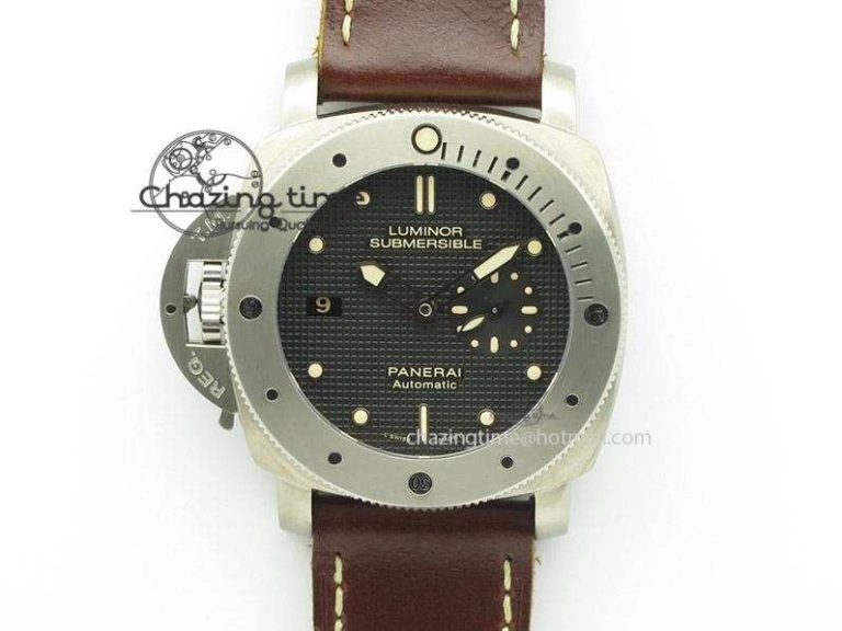 PAM569 Q Titanium JF Best Edition On Brown Thick Leather Strap P9000 Clone