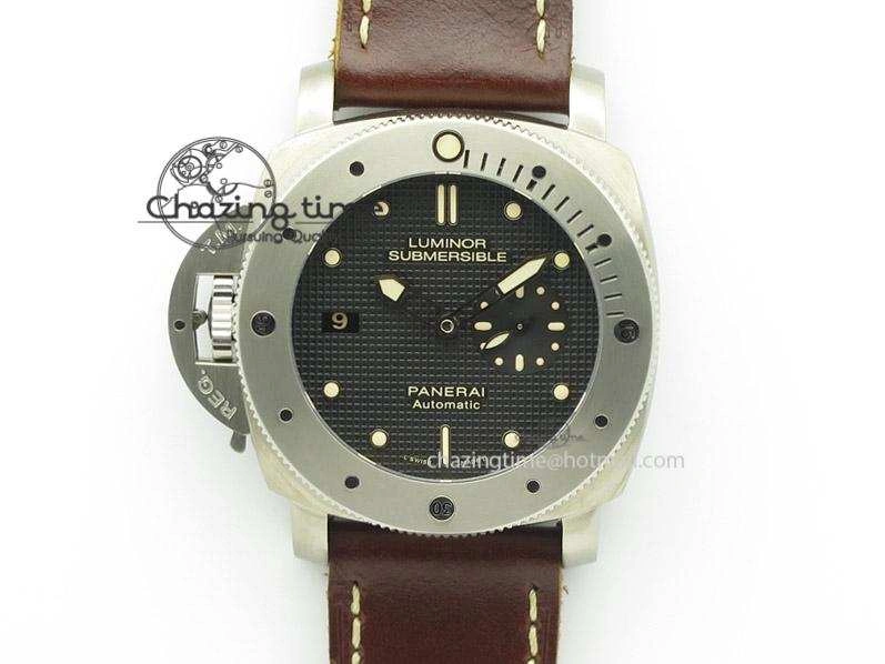 PAM569 Q Titanium JF Best Edition On Brown Thick Leather Strap P9000 Clone