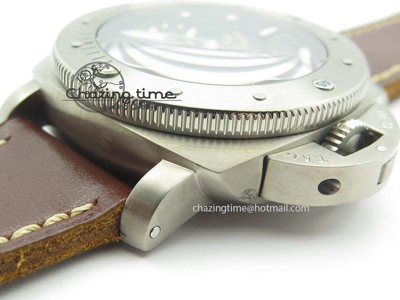 PAM569 Q Titanium JF Best Edition On Brown Thick Leather Strap P9000 Clone