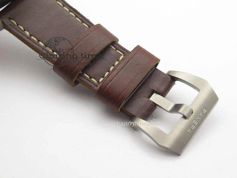 PAM569 Q Titanium JF Best Edition On Brown Thick Leather Strap P9000 Clone