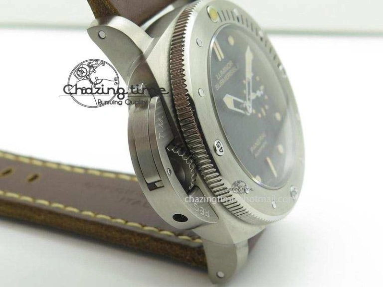 PAM569 Q Titanium V6F 1:1 Best Edition on Brown Thick Leather Strap P9000