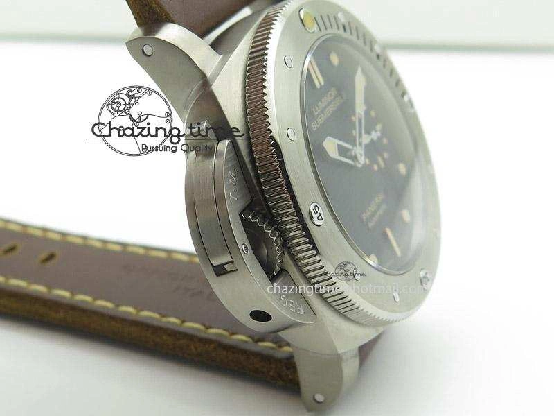 PAM569 Q Titanium V6F 1:1 Best Edition on Brown Thick Leather Strap P9000