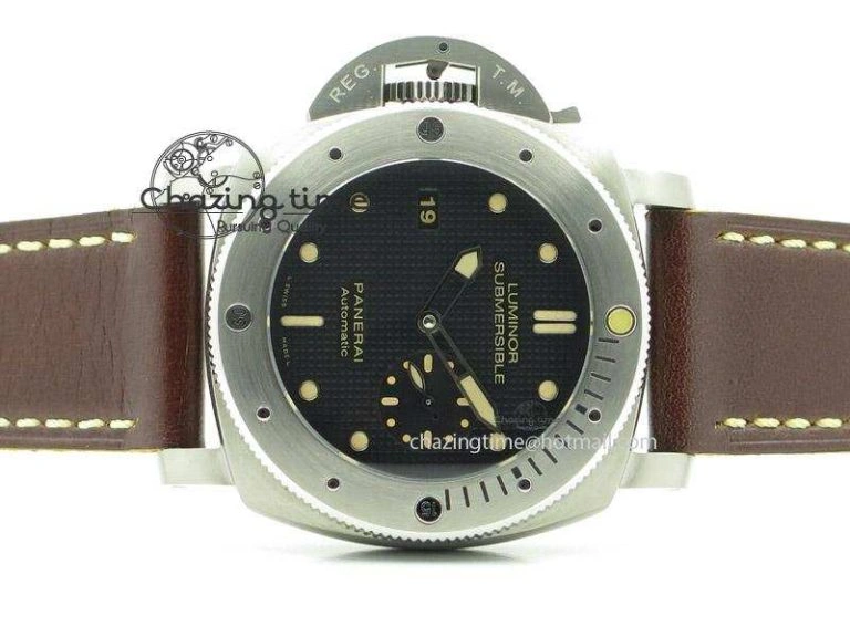 PAM569 Q Titanium V6F 1:1 Best Edition on Brown Thick Leather Strap P9000