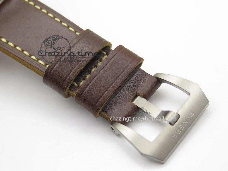 PAM569 Q Titanium V6F 1:1 Best Edition on Brown Thick Leather Strap P9000