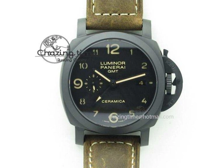 PAM569 Q Titanium V6F 1:1 Best Edition on Brown Thick Leather Strap P9000