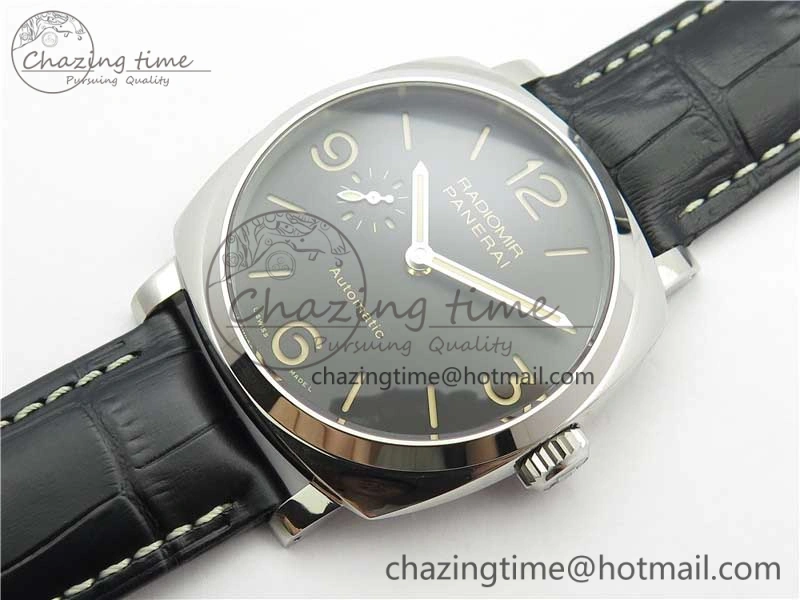 PAM572 Q Radiomir 1940 V9F 1:1 Best Edition Black Dial on Black Leather Strap P.4000 Super Clone
