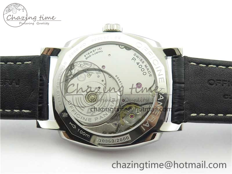 PAM572 Q Radiomir 1940 V9F 1:1 Best Edition Black Dial on Black Leather Strap P.4000 Super Clone