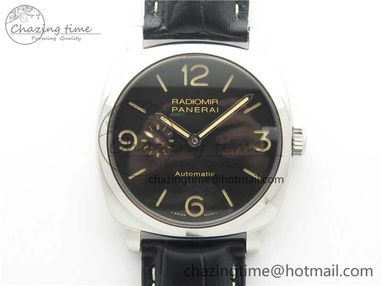 PAM572 Q Radiomir 1940 V9F 1:1 Best Edition Black Dial on Black Leather Strap P.4000 Super Clone