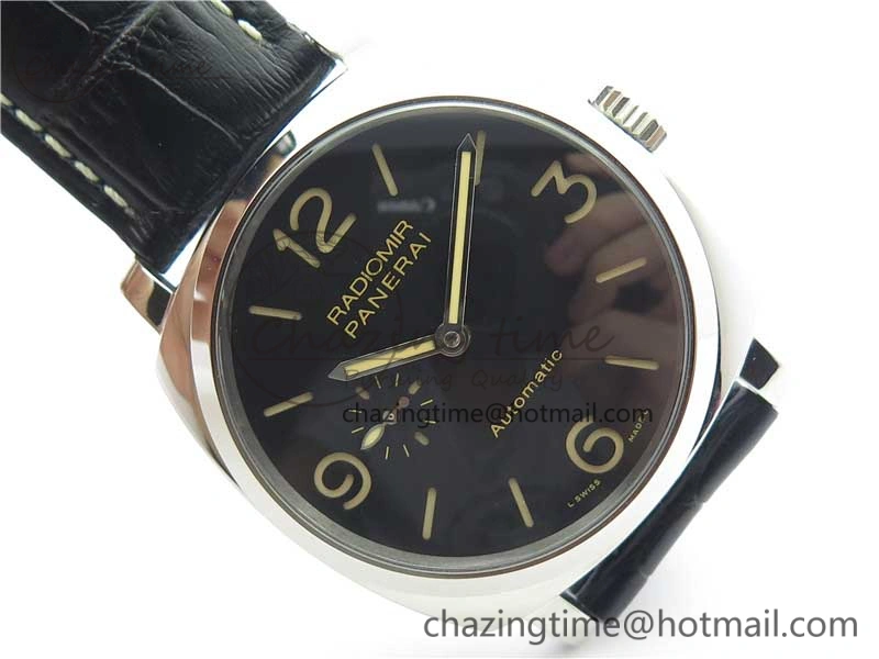 PAM572 Q Radiomir 1940 V9F 1:1 Best Edition Black Dial on Black Leather Strap P.4000 Super Clone