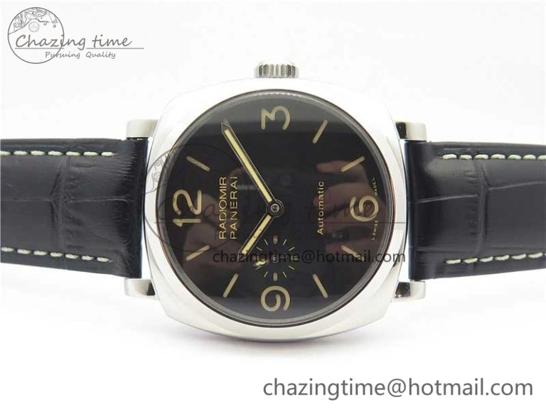PAM572 Q Radiomir 1940 V9F 1:1 Best Edition Black Dial on Black Leather Strap P.4000 Super Clone