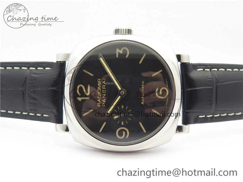 PAM572 Q Radiomir 1940 V9F 1:1 Best Edition Black Dial on Black Leather Strap P.4000 Super Clone