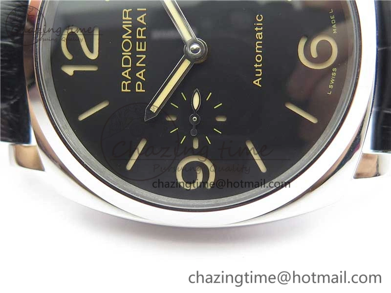 PAM572 Q Radiomir 1940 V9F 1:1 Best Edition Black Dial on Black Leather Strap P.4000 Super Clone