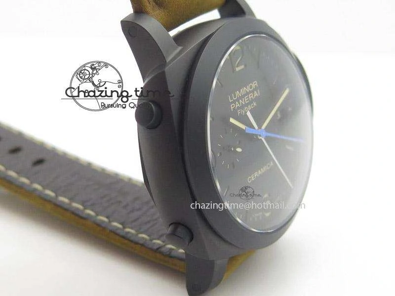 PAM580 Q Real Ceramic V6F Best Edition Black Dial On Brown Asso Strap P.9100