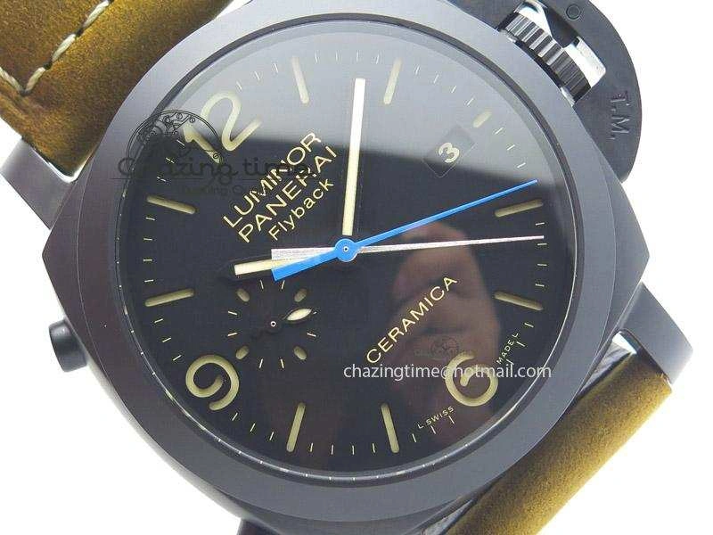 PAM580 Q Real Ceramic V6F Best Edition Black Dial On Brown Asso Strap P.9100