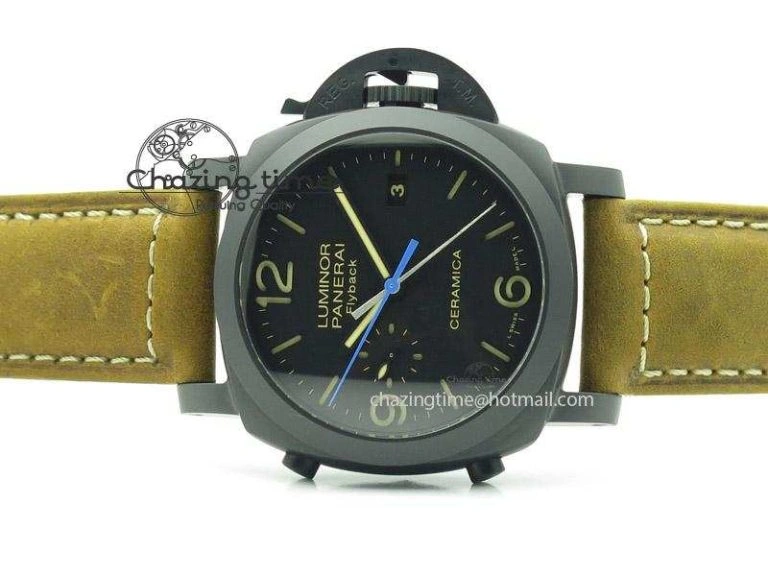 PAM580 Q Real Ceramic V6F Best Edition Black Dial On Brown Asso Strap P.9100