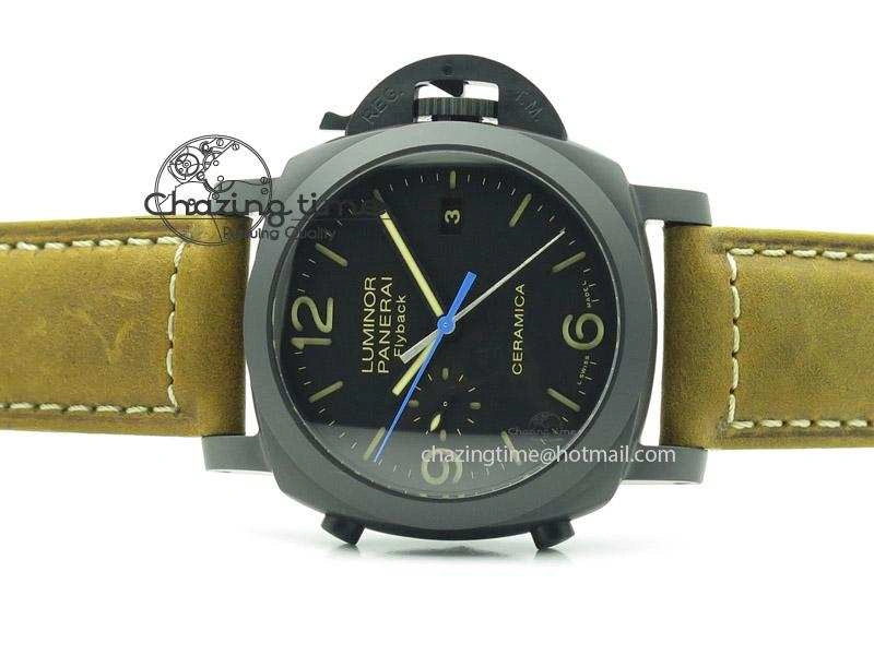 PAM580 Q Real Ceramic V6F Best Edition Black Dial On Brown Asso Strap P.9100