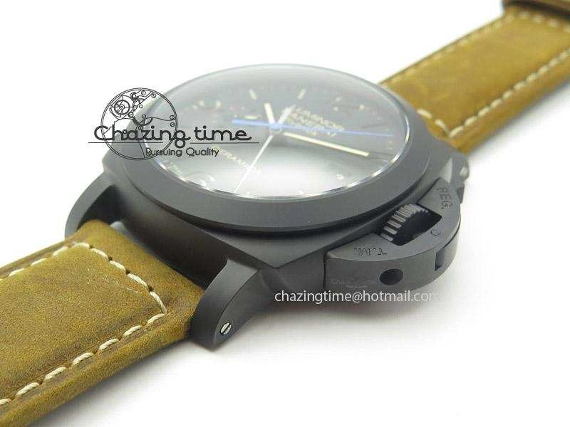 PAM580 Q Real Ceramic V6F Best Edition Black Dial On Brown Asso Strap P.9100