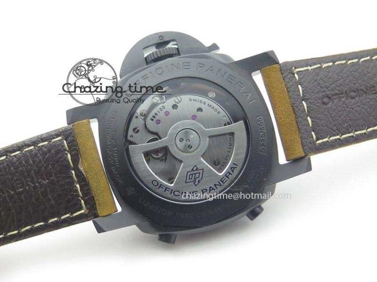 PAM580 Q Real Ceramic V6F Best Edition Black Dial On Brown Asso Strap P.9100