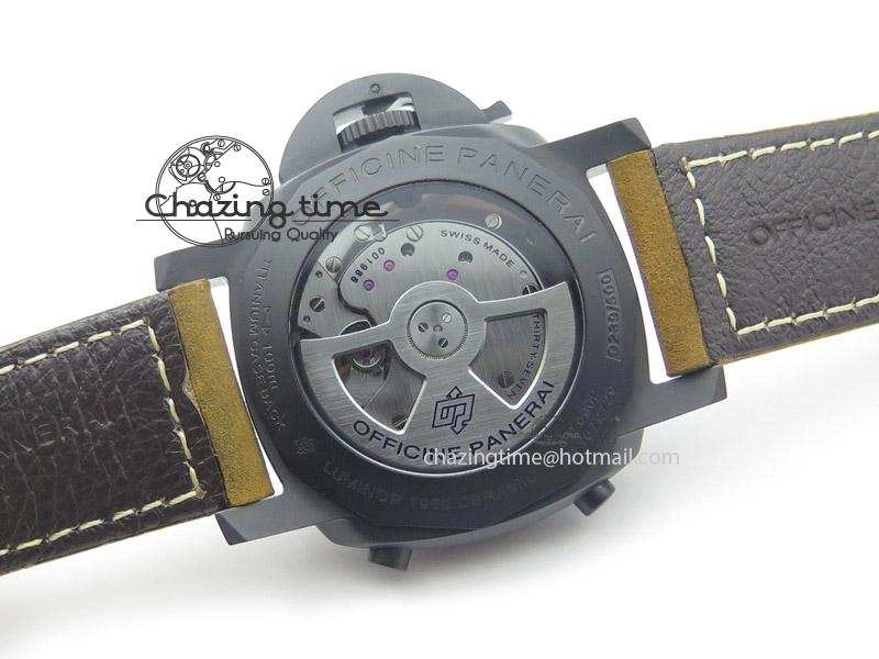 PAM580 Q Real Ceramic V6F Best Edition Black Dial On Brown Asso Strap P.9100
