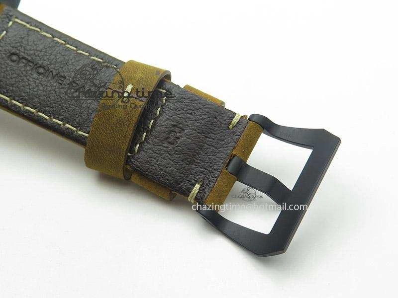 PAM580 Q Real Ceramic V6F Best Edition Black Dial On Brown Asso Strap P.9100