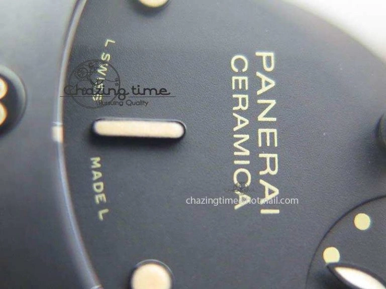 PAM607 Q V6F Best Edition Real Ceramic on Black Leather Strap P9000