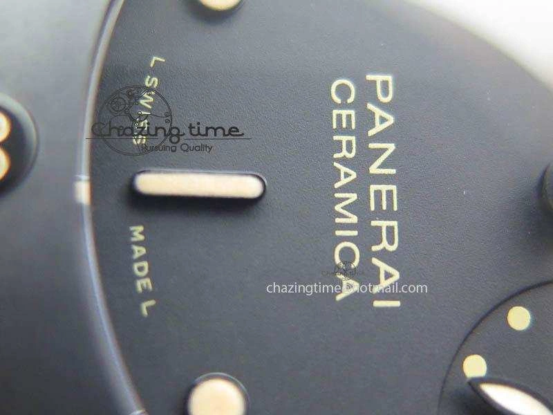 PAM607 Q V6F Best Edition Real Ceramic on Black Leather Strap P9000